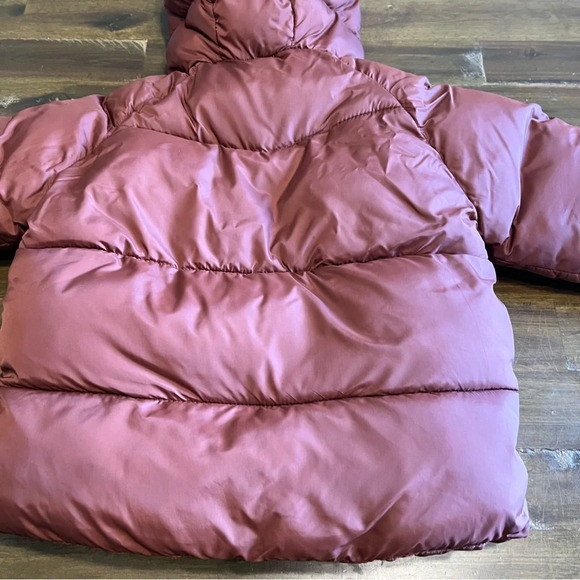 Zara Quilted Puffer Jacket Brown Hood Hooded Zip Up Button Boxy Neutral - Picture 4 of 8